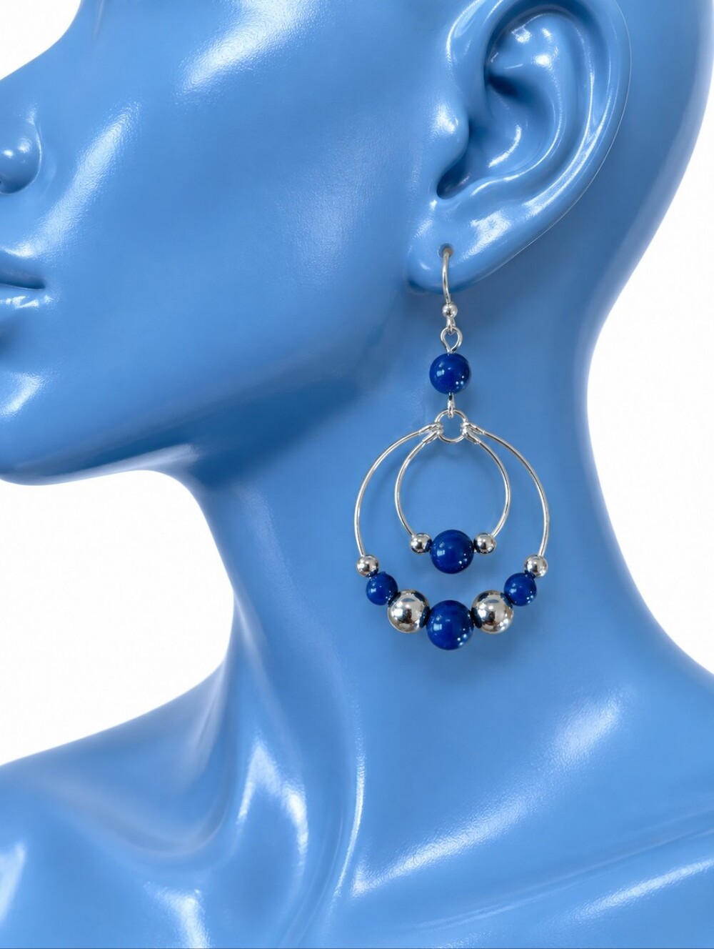 Boho Blue Beaded Earrings
